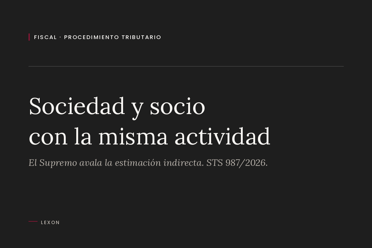 Portada del artículo sobre la estimación indirecta cuando una sociedad y su socio desarrollan la misma actividad.