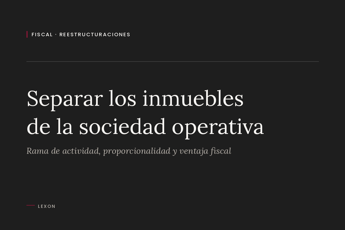 Cover image of the article on separating real estate from a Spanish trading company by demerger.